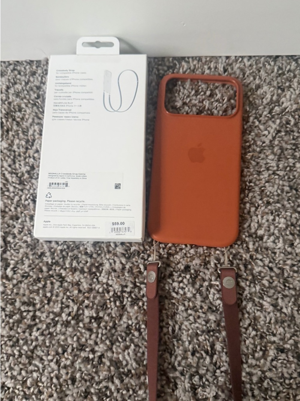 Apple Silicone iPhone Case with Adjustable Strap - Brown iphone 17 pro max